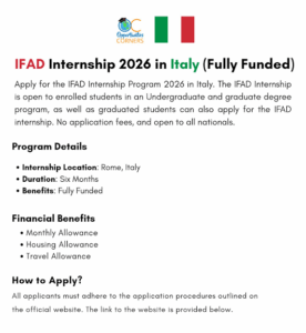 IFAD Internship Program 2026 in Italy: Eligibility, Benefits, Deadline and How to Apply
