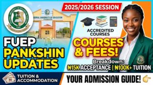 Federal University of Education Pankshin Courses and Fees