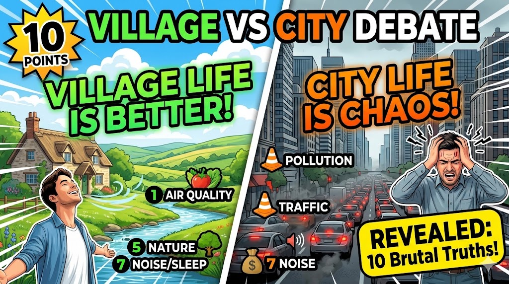 Village life is better than city life debate: 10 Debate Points